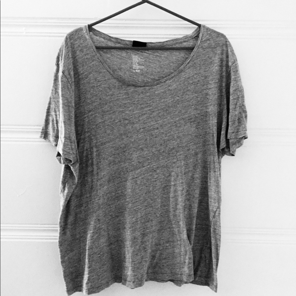 Grey wide collared T-shirt